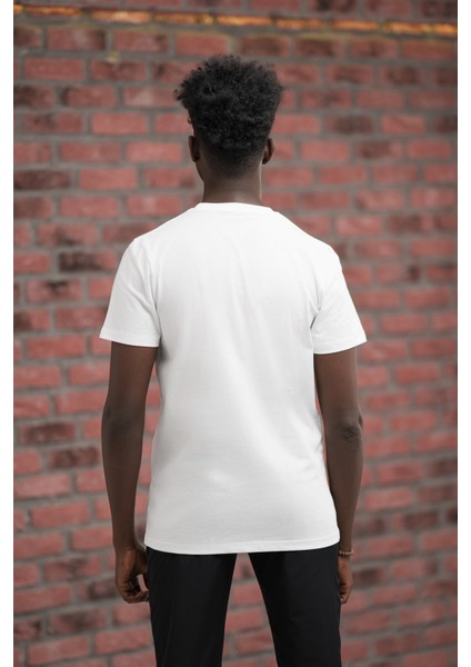 Slim Fit Sıfır Yaka Baskılı Pamuklu T-Shirt fırsatları