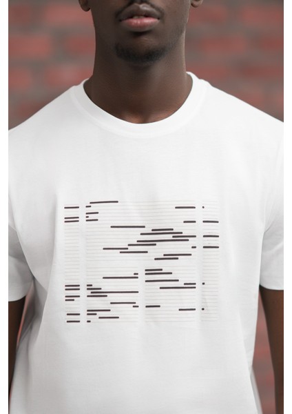 Slim Fit Sıfır Yaka Baskılı Pamuklu T-Shirt indirimleri