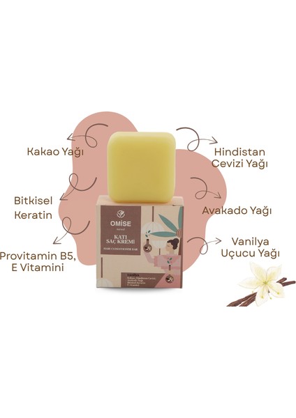 Katı Saç Kremi, Vanilya, Bitkisel formül, 65 gr