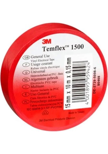 3m Temflex Kırmızı Izole Elektrik Bant 18 mm fiyatları