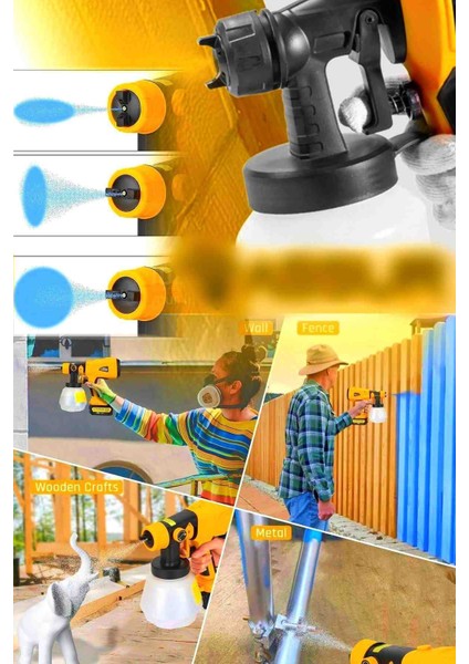 Çift Batarya Pro 21V Çift Akülü 300MM Sprey Boya Püskürtme Sarı Boya Tabancası fiyatları