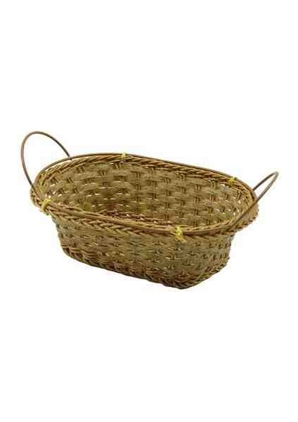 (Oval) (Pls.hasır) Ekmek & Çok Amaçlı Sepet (Kulplu & Metal Iskelet) (TABAN:11X18& AĞIZ:18X24.5CM D:8cm)*