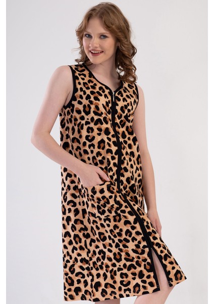 Pamuklu Kadın Genıs Askılı Fermuarlı Ev Elbısesı , 409107