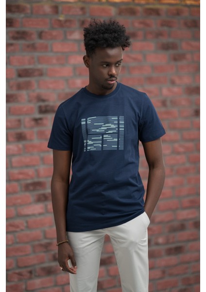 Slim Fit Sıfır Yaka Baskılı Pamuklu T-Shirt fiyatları
