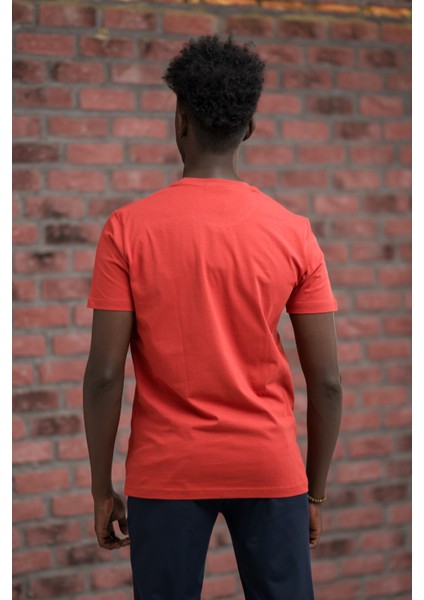 Slim Fit Pamuklu Önü Baskılı Sıfır Yaka T-Shirt modelleri