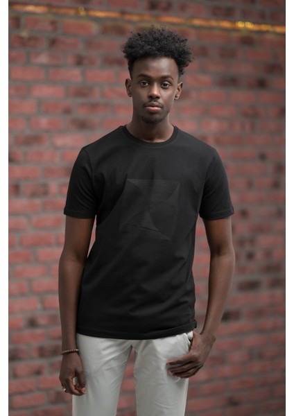 Slim Fit Pamuklu Önü Baskılı Sıfır Yaka T-Shirt