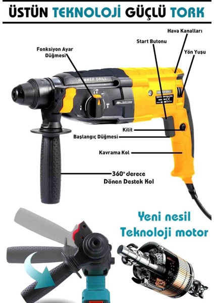 Elektrikli 850W Metal Şanzıman Darbeli Matkap Kırıcı Delici Hilti 2-28MM fiyatları