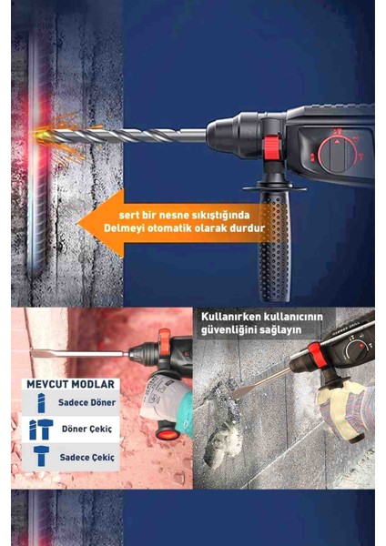 Elektrikli 850W Metal Şanzıman Darbeli Matkap Kırıcı Delici Hilti 2-28MM modelleri