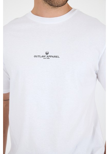 Outlaw Apparel Baskılı %100 Pamuk Kısa Kol Rahat Kalıp Bisiklet Yaka Erkek T-Shirt 0970 fırsatları