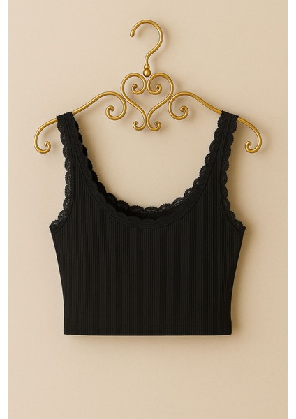 Berrak 2'li Kadın Ribana Pamuklu Kalın Askılı Dantel Detaylı Kısa Atlet fırsatları