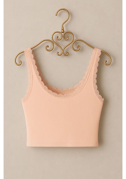 Berrak 2'li Kadın Ribana Pamuklu Kalın Askılı Dantel Detaylı Kısa Atlet fırsatları