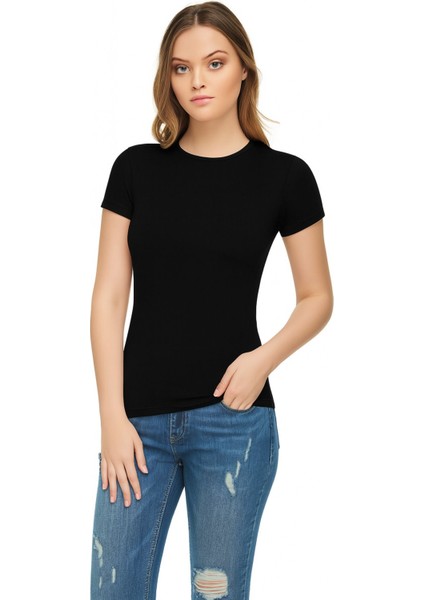 Elit Kadın 2'li Kısa Kollu Bisiklet Yaka Elestan Body Atlet