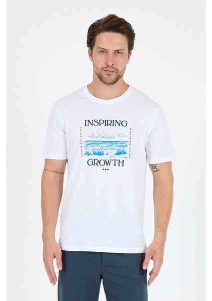 Erkek %100 Pamuk Bisiklet Yaka Kısa Kollu Baskılı T-Shirt Rahat ve Şık Günlük Erkek Tişört 0012