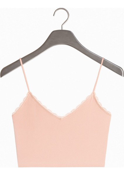 Berrak 2'li Kadın Pudra Ip Askılı ve Yaka Dantel Detaylı Kısa Atlet indirimleri