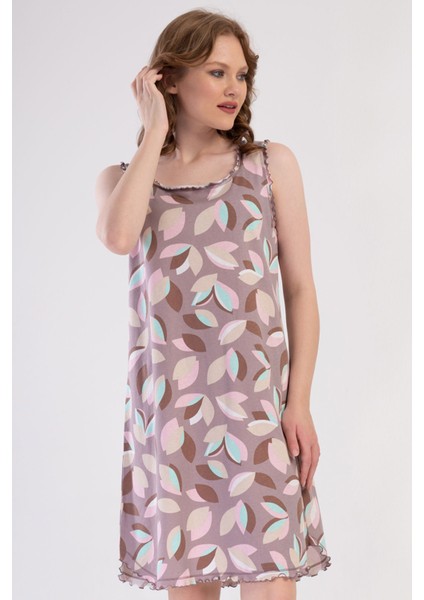 Pamuklu Kadın Büyük Beden Genıs Askılı Gecelik , 409136