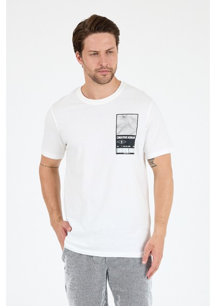 Erkek Bisiklet Yaka Baskılı T-Shirt – %100 Pamuk – Rahat ve Tarz Kısa Kollu Erkek Tişört 0022 fiyatları