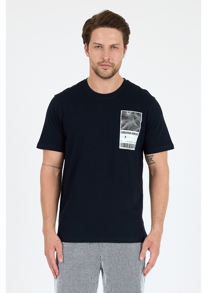 Erkek Bisiklet Yaka Baskılı T-Shirt – %100 Pamuk – Rahat ve Tarz Kısa Kollu Erkek Tişört 0022