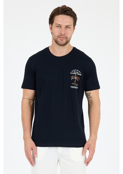 Erkek %100 Pamuk Bisiklet Yaka Kısa Kollu Baskılı T-Shirt Rahat ve Şık Günlük Erkek Tişört 0027