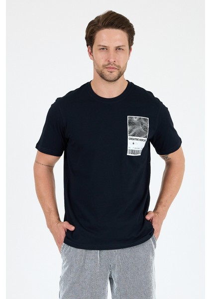 Erkek Bisiklet Yaka Baskılı T-Shirt – %100 Pamuk – Rahat ve Tarz Kısa Kollu Erkek Tişört 0022 fiyatları