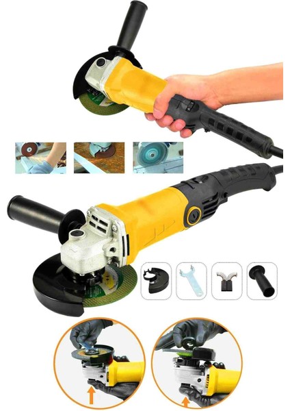 Elektrikli Spral 1200W Avuç Taşlama Makinesi 125MM 6 Kademeli Uzun Kuyruk