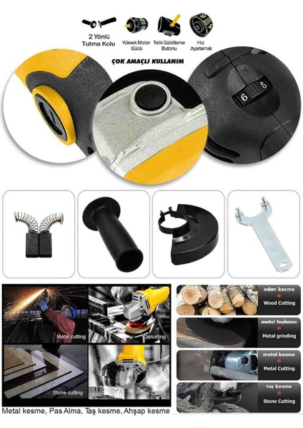 Elektrikli Spral 1200W Avuç Taşlama Makinesi 125MM 6 Kademeli Uzun Kuyruk modelleri
