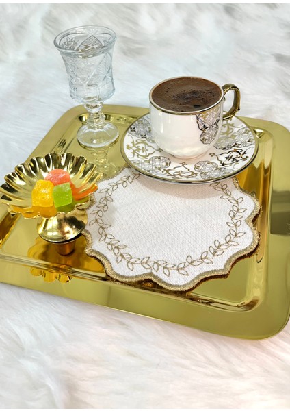 Yaprak Nakışlı Kahve Altlığı,sunum Peçetesi,kahve Yanı Peçetesi,6’lı Kokteyl Peçetesi,bardak Altlığı modelleri