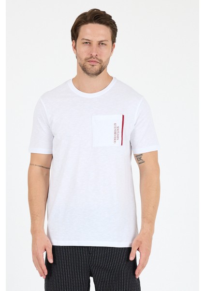 Erkek Bisiklet Yaka Ön Cep Baskılı T-Shirt – %100 Pamuk – Rahat ve Şık Kısa Kollu Erkektişört 0025 modelleri