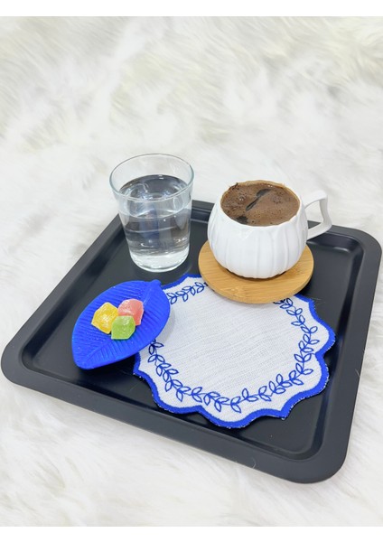 Yaprak Nakışlı Kahve Altlığı,sunum Peçetesi,kahve Yanı Peçetesi,6’lı Kokteyl Peçetesi,bardak Altlığı fiyatları