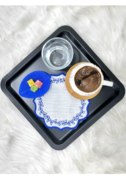 Yaprak Nakışlı Kahve Altlığı,sunum Peçetesi,kahve Yanı Peçetesi,6’lı Kokteyl Peçetesi,bardak Altlığı modelleri
