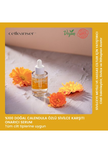 Calendula İçeren Sivilce Karşıtı Besleyici, Yatıştırıcı Serum