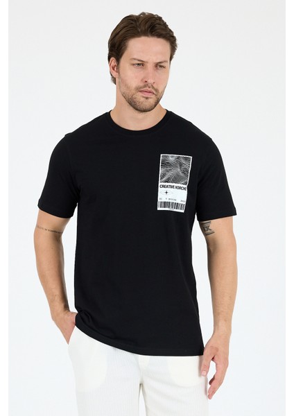 Erkek Bisiklet Yaka Baskılı T-Shirt – %100 Pamuk – Rahat ve Tarz Kısa Kollu Erkek Tişört 0022