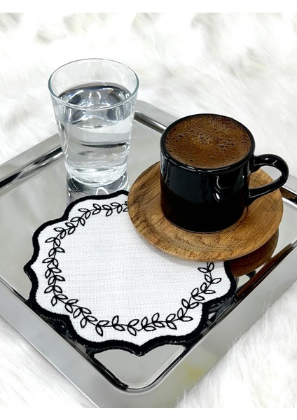 Yaprak Nakışlı Kahve Altlığı,sunum Peçetesi,kahve Yanı Peçetesi,6’lı Kokteyl Peçetesi,bardak Altlığı