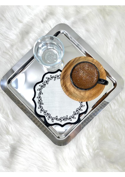 Yaprak Nakışlı Kahve Altlığı,sunum Peçetesi,kahve Yanı Peçetesi,6’lı Kokteyl Peçetesi,bardak Altlığı fiyatları