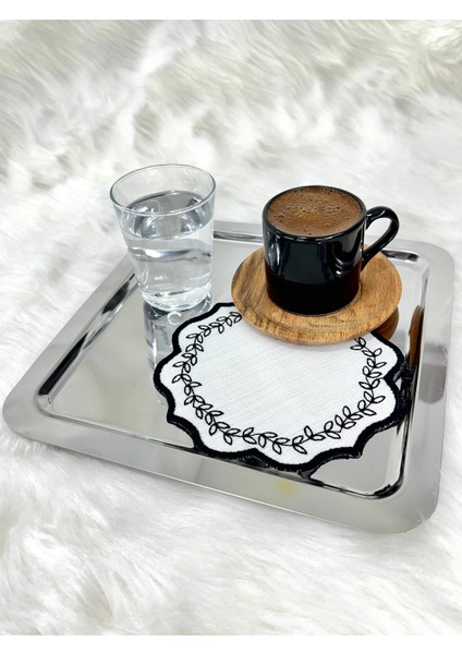 Yaprak Nakışlı Kahve Altlığı,sunum Peçetesi,kahve Yanı Peçetesi,6’lı Kokteyl Peçetesi,bardak Altlığı modelleri