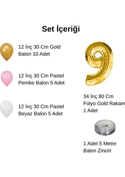 8 Yaş Retro Gold Pembe Beyaz Balon Seti Gold Rakamlı Doğum Günü Balonu Şık Parti Süsleme fiyatları