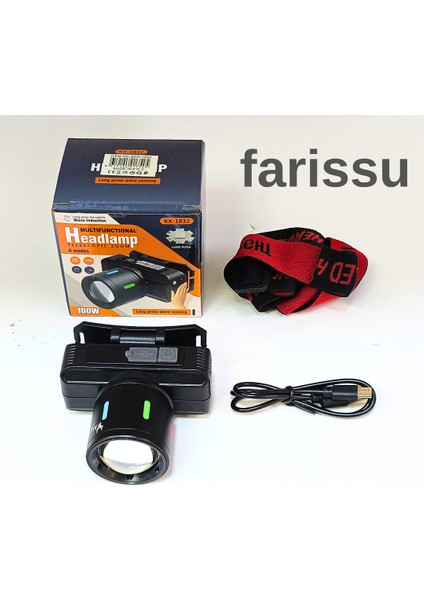 Şarjlı Kafa Lambası KX-1832 | 60W LED Zoomlu | 3000MAH | Kamp & Açık Hava Kullanımı