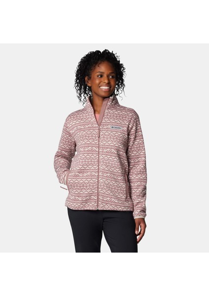 Sweater Weather Printed Full-Zip Kadın Polar Üst