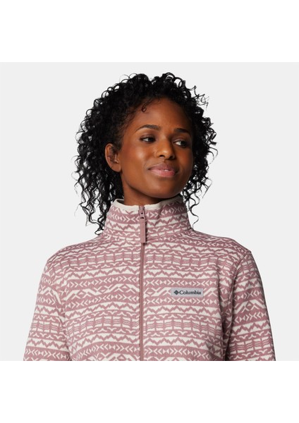 Sweater Weather Printed Full-Zip Kadın Polar Üst indirimleri