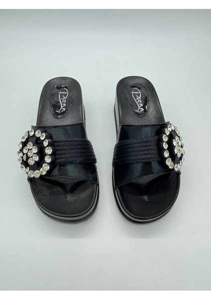 20028-009 Boncuklu Taşlı Dolgu Taban Ortopedik Kadın Ev Terliği fırsatları