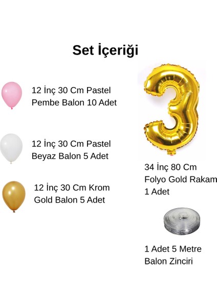 4 Yaş Retro Krom Gold Pembe Beyaz Balon Seti Gold Rakamlı Doğum Günü Balonu Şık Parti Süsleme fiyatları