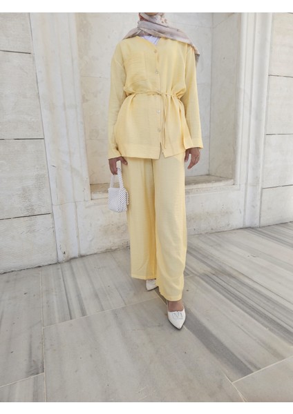 Kadın Yazlık Keten Kumaş Gömlekli Pantolon Takım fiyatları