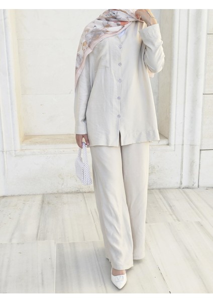 Kadın Yazlık Keten Kumaş Gömlekli Pantolon Takım fiyatları