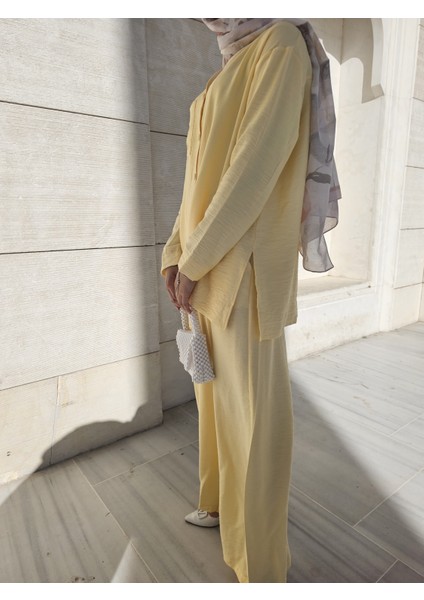 Kadın Yazlık Keten Kumaş Gömlekli Pantolon Takım fırsatları