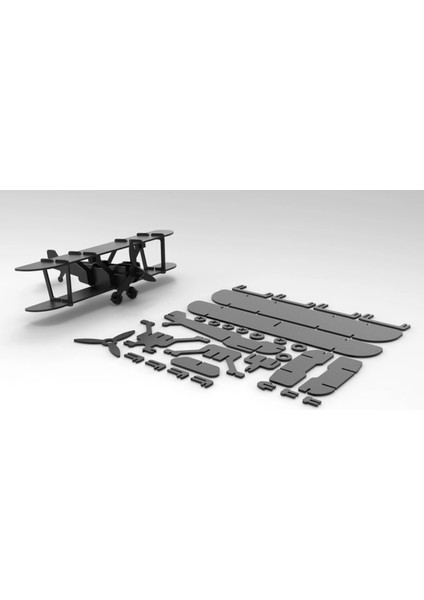 3D Puzzle Biplane Plane Kit Card-Uçak Puzzle-Boyanabilir Puzzle