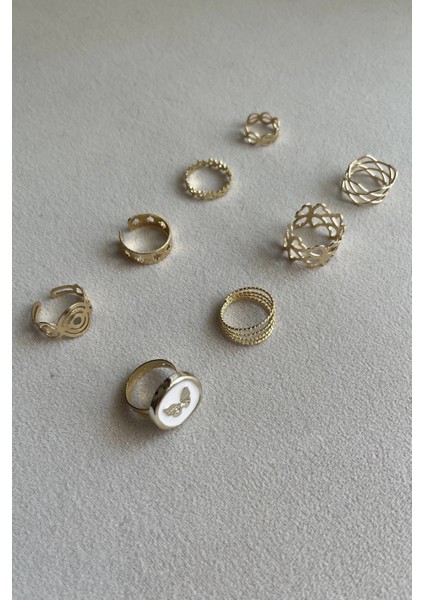 Gold Renk 8’li Yüzük Seti fiyatları