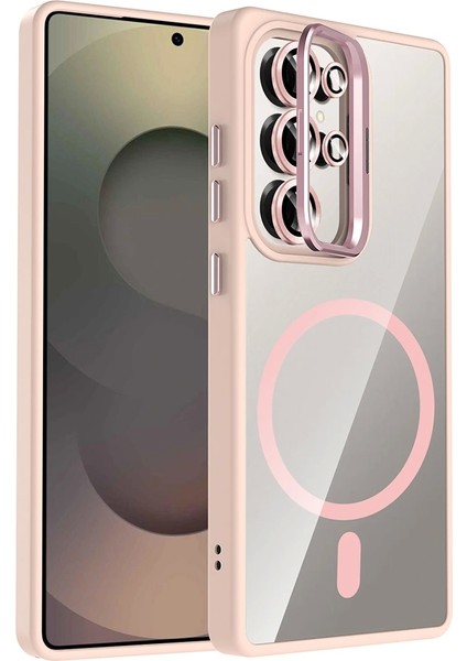 Galaxy S25 Ultra Kılıf Standlı ve Kamera Lens Hediyeli M-Safe Şarj Özellikli Redclick Etro Kapak