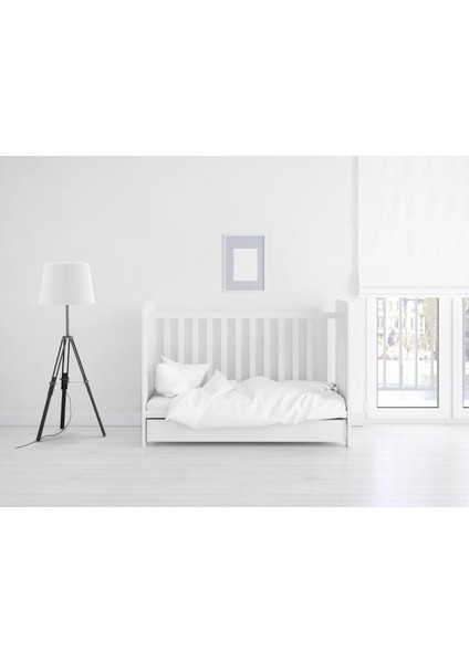 Beyaz Bebek Nevresim 100X150 cm | +1 Adet Kapaklı Yastık Kılıfı 35X45 cm | %90 Pamuk