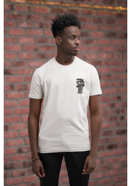 Slim Fit Sıfır Yaka Baskılı Pamuklu T-Shirt modelleri