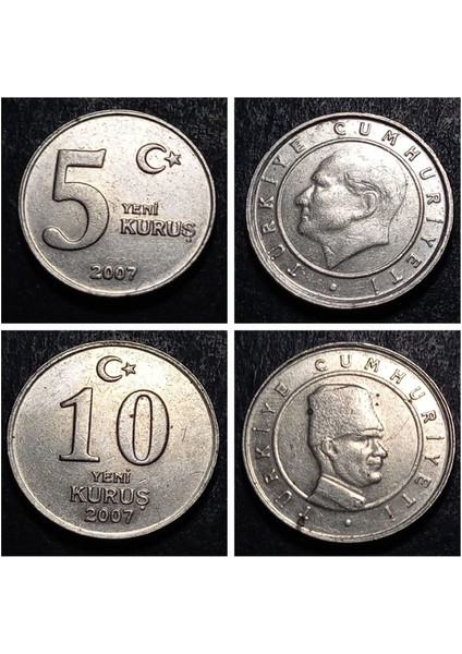 39963687C687AD00AF 2005/2006/2007/2008 5-10 Yeni Kuruş Tam Set Eski Madeni Para modelleri