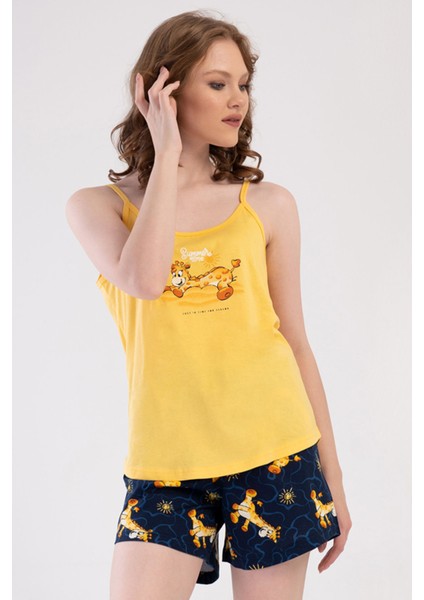 Pamuklu Kadın Ip Askılı Şortlu Pijama Takım , 408278